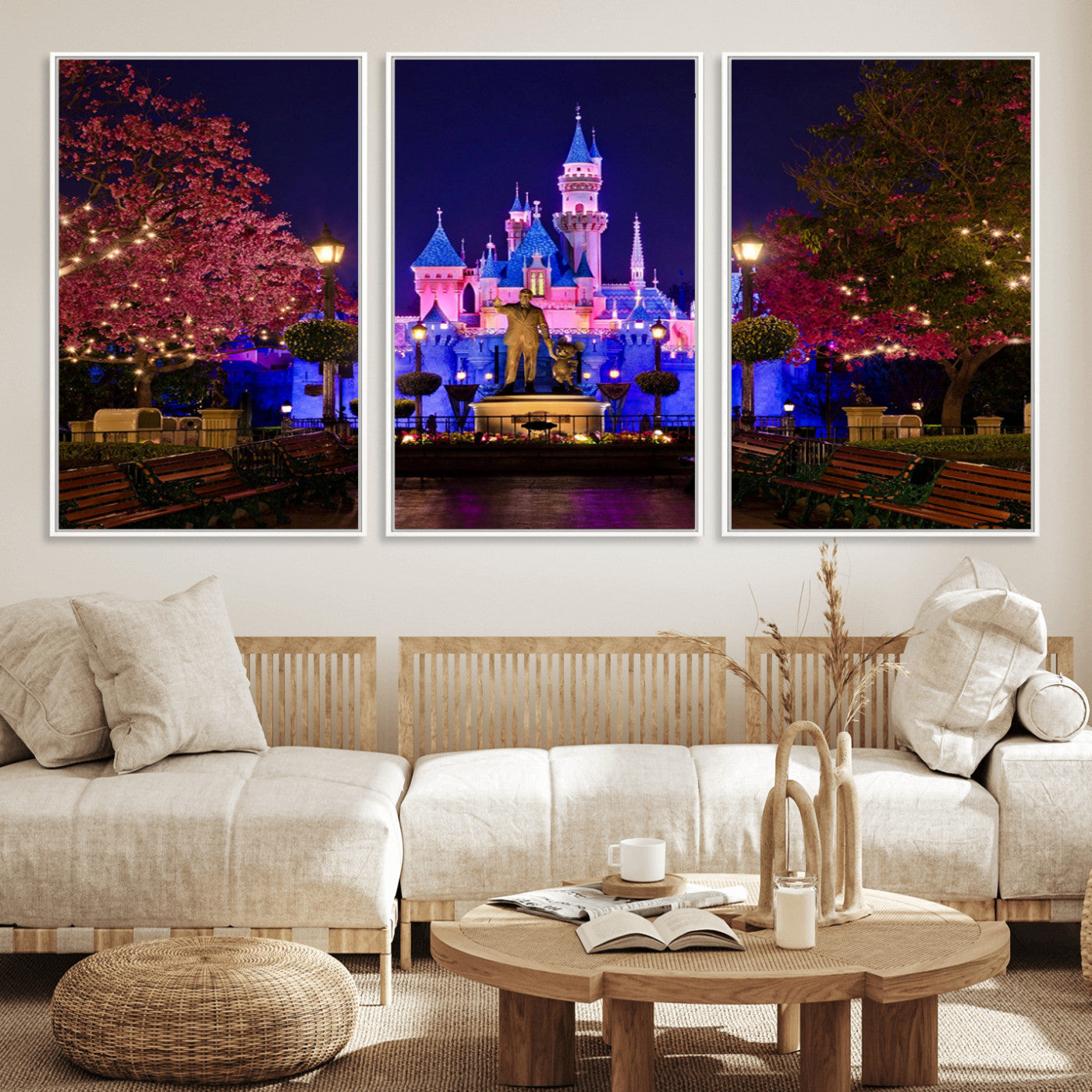 79435-MGV-CV-36X24-Disney Castle Wall Art Canvas Print, Framed Magic Kingdom Art Picture Print, Disney World Perfect Child Room Decor Artwork