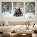 43350-MGV-FC-60X30-3P_White-Wild Bear in Snow Wall Art – Majestic Wildlife Photography Print, Winter Forest Nature Decor for Cabin, Lodge, Rustic Home,