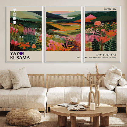 75719-MGV-FC-60X30-3P_White-Botanical Mountain Valley Wall Art – Panoramic Nature Canvas Print, Vibrant Floral Field Artwork for Living Room, Bedroom, Office,