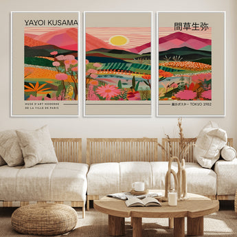 18304-MGV-FC-60X30-3P_White-Sunset Mountain Landscape Wall Art – Panoramic Abstract Nature Canvas Print, Vibrant Wall Decor for Living Room, Bedroom, Office,