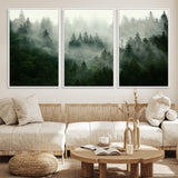 167720496-MGV-CV-36X24-Misty Forest Wall Art – Serene Evergreen Trees Canvas Print, Foggy Mountain Nature Landscape Decor for Bedroom, Living Room or