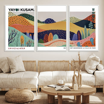 66936-MGV-CV-36X24-Kusama Wall Art – Vibrant Abstract Hills Canvas Print, Japanese Modern Landscape Poster for Living Room, Office, Studio or