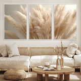 50300-MGV-CV-36X24-Pampas Grass Wall Art Canvas Print, Framed Minimalist Pampas Grass Art Picture Print, Beige Pampas Grass Perfect Minimalist Boho