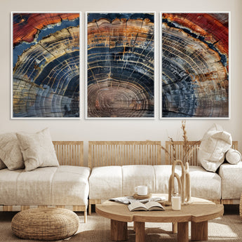 63519-MGV-CV-36X24-Tree Ring Wall Art – Rustic Nature Wood Grain Canvas Print, Abstract Natural Texture Artwork Poster for Living Room, Bedroom,