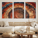28555-MGV-CV-36X24-Tree Ring Wall Art – Rustic Wood Grain Canvas Print, Natural Texture Abstract Artwork Poster for Living Room, Bedroom, Office,