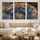 16193-MGV-CV-36X24-Tree Ring Wall Art – Abstract Wood Grain Canvas Print, Rustic Nature Texture Artwork Poster for Living Room, Bedroom, Office,