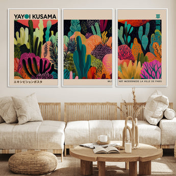 45711-MGV-CV-36X24-Yayoi Kusama Wall Art Canvas Print, Framed Abstract Yayoi Kusama Art Picture Print, Japanese Wabi Sabi Perfect Modern Abstract