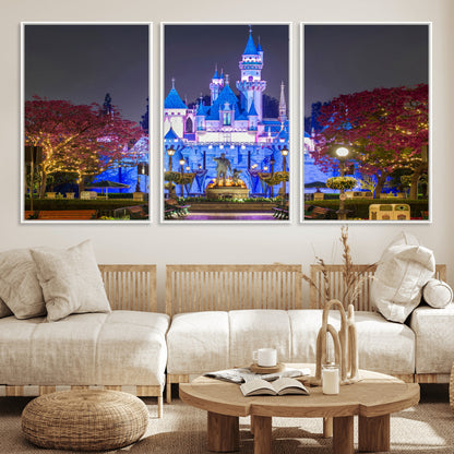 66710-MGV-CV-36X24-Enchanted Castle Wall Art – Magical Night Scene Canvas Print with Glowing Lights, Fantasy Architecture Artwork for Living Room,