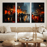 32816-MGV-CV-36X24-City Jazz Night Wall Art – Modern Abstract Urban Street Scene Canvas Print, Moody Music-Themed Decor for Living Room, Office, or