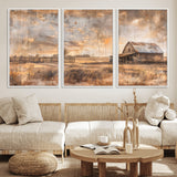 FARM2-MGV-FC-60X30-3P_White-Rustic Farmhouse Wall Art Canvas Print, Framed Old Barn Art Picture Print, Southwestern Farmhouse Perfect Rustic Decor Artwork