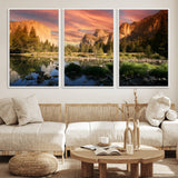 31199457-MGV-FC-60X30-3P_White-Yosemite Valley Wall Art Canvas Print, Framed El Capitan Art Picture Print, Sunset Sky Perfect Vibrant Western Decor Artwork