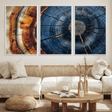 45268471-MGV-CV-36X24-Rustic Tree Ring Wall Art – Natural Wood Texture Canvas Print, Abstract Tree Stump Farmhouse Decor for Log Cabin, Wooden House or