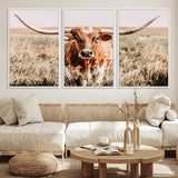 54986862-MGV-CV-36X24-Majestic Longhorn Wall Art – Canvas Print of Graceful Strength & Bold Spirit, Wild Plains Beauty Nature Inspired Rustic Decor for