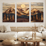 39116082-MGV-CV-36X24-Wood Mountain Landscape Wall Art Canvas Print, Framed Sunset Hills Art Picture Print, Abstract Nature Perfect Boho Decor Artwork