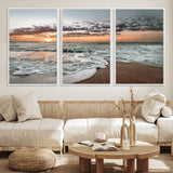 40632752-MGV-CV-36X24-Ocean Sunset Wall Art Canvas Print, Framed Beach Waves Art Picture Print, Coastal Scene Perfect Coastal Decor Artwork