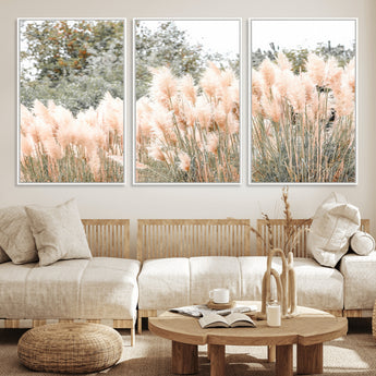 21826392-MGV-CV-36X24-Pampas Grass Wall Art Canvas Print, Framed Soft Pampas Art Picture Print, Pastel Grasses Perfect Soft Neutral Boho Decor Artwork
