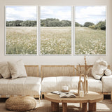 43258946-MGV-CV-36X24-Daisy Field Wall Art Canvas Print, Framed Pastel Flower Art Picture Print, Meadow Bloom Perfect Scandinavian Minimalist Decor