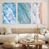 17641845-MGV-CV-36X24-Aerial Ocean Wall Art Canvas Print, Framed Blue Waves Art Picture Print, Sandy Shoreline Perfect Modern Coastal Decor Artwork