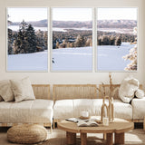 79857868-MGV-CV-36X24-Snowy Mountain Wall Art Canvas Print, Framed Ski Slope Art Picture Print, Winter Forest Perfect Modern Rustic Decor Artwork