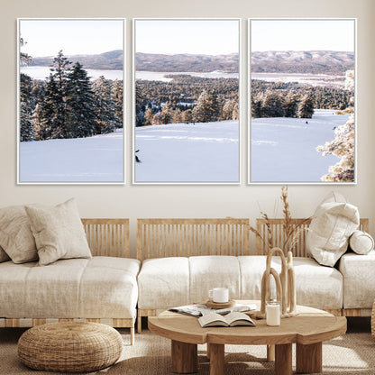 79857868-MGV-CV-36X24-Snowy Mountain Wall Art Canvas Print, Framed Ski Slope Art Picture Print, Winter Forest Perfect Modern Rustic Decor Artwork