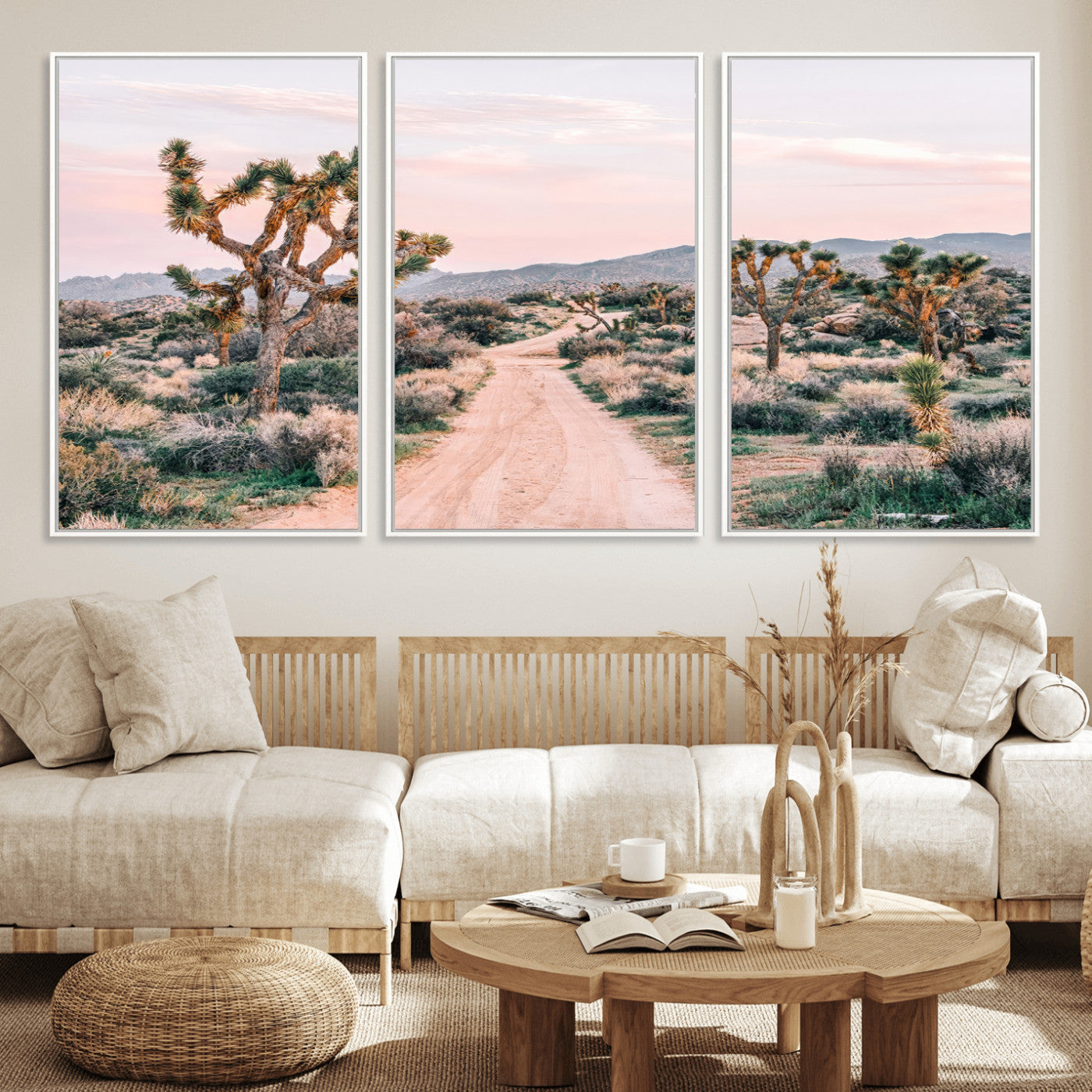 12540952-MGV-CV-36X24-Joshua Tree Park Wall Art Canvas Print, Framed Desert Road Art Picture Print, Sunset Drive Perfect Southwestern Boho Decor Artwork