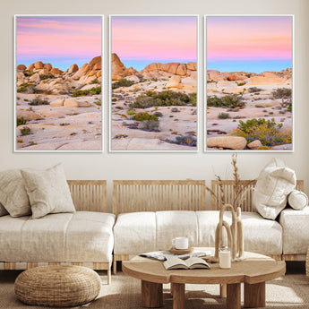 96167137-MGV-CV-36X24-Vibrant Sunset Sky Wall Art Canvas Print, Framed Joshua Tree Art Picture Print, Rugged Terrain Perfect Southwestern Boho Decor