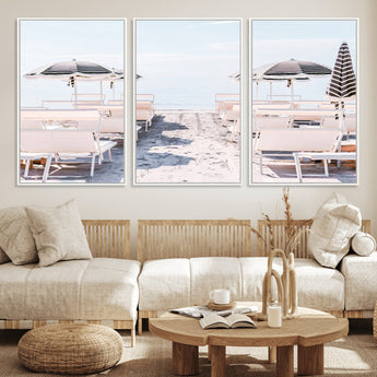 67623952-MGV-CV-36X24-Minimalist Beach Wall Art Canvas Print, Framed Pastel Sand Art Picture Print, Beach Aesthetic Perfect Coastal Minimalist Decor