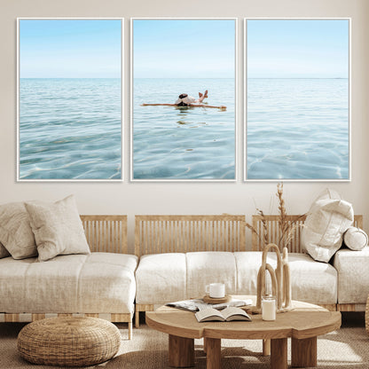 32624554-MGV-CV-36X24-Swimming Relaxation Wall Art Canvas Print, Framed Peaceful Water Art Picture Print, Clear Sea Perfect Minimalist Aquatic Decor