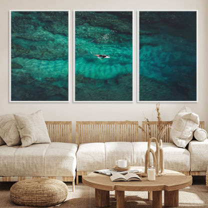 93287752-MGV-CV-36X24-Ocean Surf Wall Art Canvas Print, Framed Blue Waters Art Picture Print, Vibrant Seascape Perfect Coastal Adventure Decor Artwork
