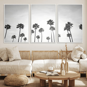 62298277-MGV-CV-36X24-Monochrome Palms Wall Art Canvas Print, Framed Minimalist Trees Art Picture Print, Silhouetted Palms Perfect Tropical Minimalist
