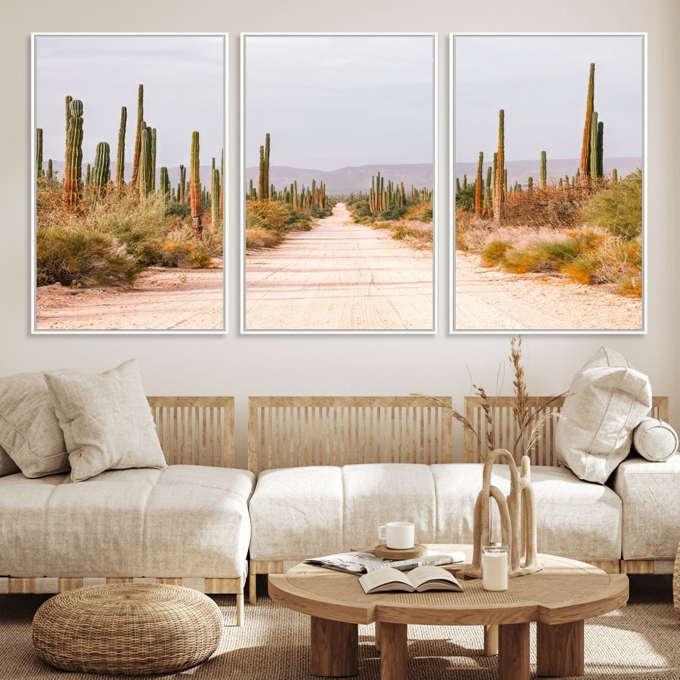30742780-MGV-CV-36X24-Desert Cactus Wall Art Canvas Print, Framed Southwestern Art Picture Print, Bohemian Western Perfect Southwestern Boho Decor