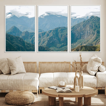 79393816-MGV-CV-36X24-Misty Mountain Wall Art Canvas Print, Framed Cloudy Andean Art Picture Print, Rugged Mountain Perfect Rustic Nature Decor Artwork