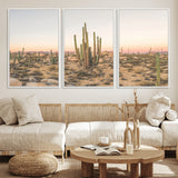 76234974-MGV-CV-36X24-Desert Cactus Wall Art Canvas Print, Framed Baja Desert Art Picture Print, Pastel Desert Perfect Southwestern Boho Decor Artwork