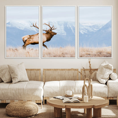 96024025-MGV-CV-36X24-Elk Photography Wall Art Canvas Print, Framed Mountain Wildlife Art Picture Print, Rustic Lodge Decor Perfect Rustic Lodge Decor