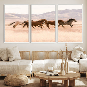 83644685-MGV-CV-36X24-Wild Horse Art Wall Art Canvas Print, Framed Rustic Western Art Picture Print, Desert Horse Scene Perfect Rustic Western Decor