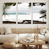 50382104-MGV-CV-36X24-Tropical Surf Wall Art Canvas Print, Framed Palm Tree View Art Picture Print, Beach House Art Perfect Boho Coastal Decor Artwork