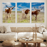 58099948-MGV-CV-36X24-Texas Longhorn Wall Art Canvas Print, Framed Western Decor Art Picture Print, Rustic Farmhouse Perfect Western Farmhouse Decor