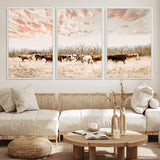43704663-MGV-CV-36X24-Country Cow Herd Wall Art Canvas Print, Framed Farmhouse Cattle Scene Art Picture Print, Rustic Ranch Decor Perfect Rustic