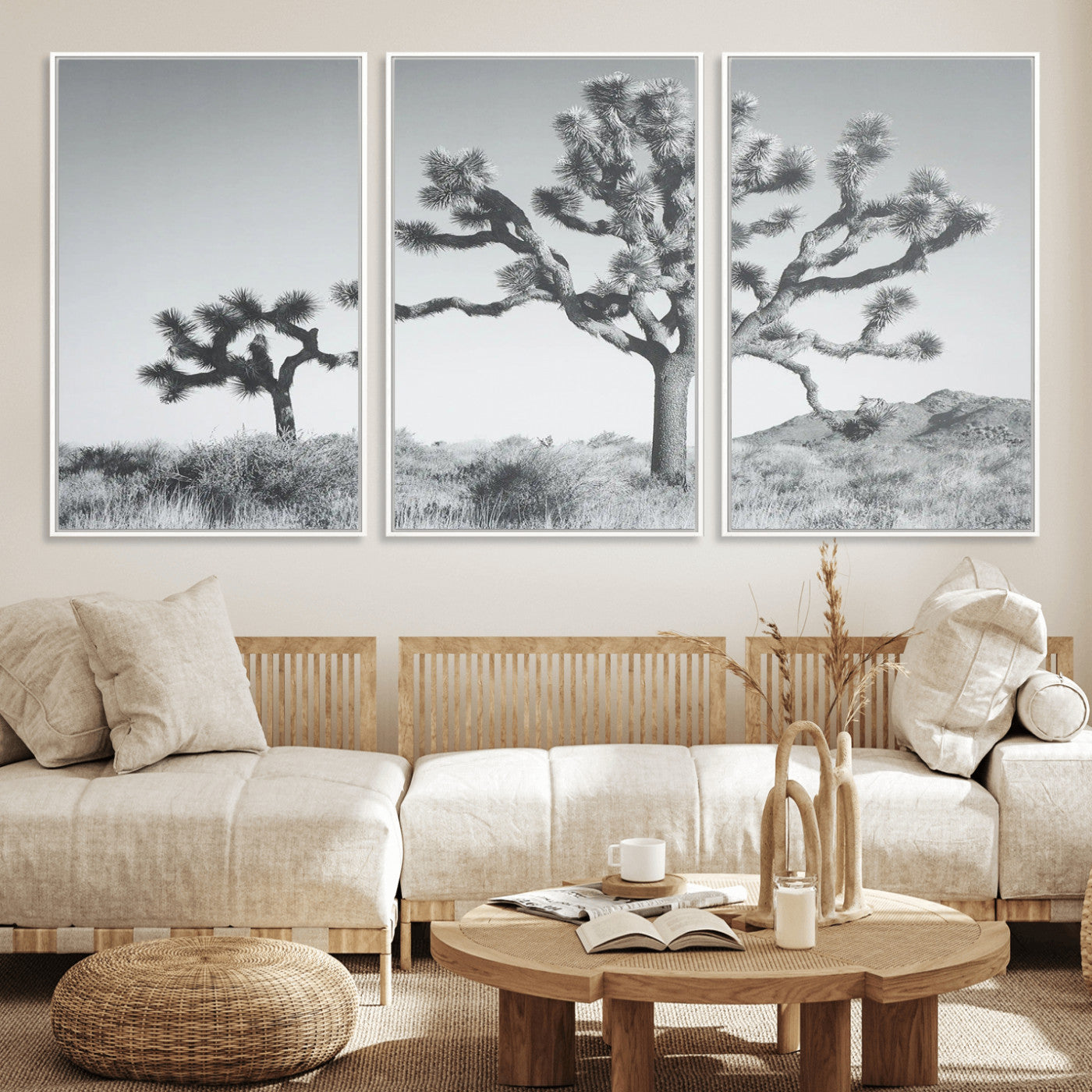 58647785-MGV-CV-36X24-Calm Earthy Aesthetic Wall Art Canvas Print, Framed Arid Terrain Decor Art Picture Print, Joshua Tree Perfect Rustic Minimalist