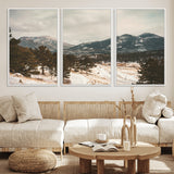 77311749-MGV-CV-36X24-Mountain Landscape Wall Art Canvas Print, Framed Snowy Peaks Art Picture Print, Alpine Aesthetic Perfect Rustic Winter Decor