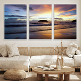 36714356-MGV-CV-36X24-Beach Sunset Wall Art Canvas Print, Framed Ocean Waves Art Picture Print, Tropical Seascape Perfect Coastal Serenity Decor Artwork