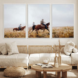 94723307-MGV-FC-60X30-3P_White-Western Cowboys Wall Art Canvas Print, Framed Rustic Prairie Art Picture Print, Horseback Riding Perfect Rustic Western Decor
