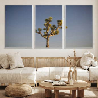 54552043-MGV-FC-60X30-3P_White-Joshua Tree Art Wall Art Canvas Print, Framed Desert Landscape Art Picture Print, Southwestern Nature Perfect Southwestern Boho