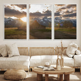 52555760-MGV-FC-60X30-3P_White-Snowy Peaks Wall Art Canvas Print, Framed Nature Escape Art Picture Print, Rustic Charm Perfect Rustic Western Decor Artwork