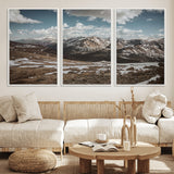 44565953-MGV-FC-60X30-3P_White-Mountain Landscape Wall Art Canvas Print, Framed Snowy Peaks Art Picture Print, Rugged Highlands Perfect Rustic Adventure Decor