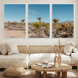 35156165-MGV-FC-60X30-3P_White-Joshua Tree Wall Art Canvas Print, Framed Desert Landscape Art Picture Print, Warm Earth Tones Perfect Southwestern Minimalist