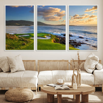 50107048-MGV-CV-36X24-Golf Course Wall Art – Coastal Ocean View Canvas Print, Scenic Fairway Landscape Decor for Office, Man Cave, Bedroom, or Living