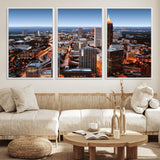 25096967-MGV-FC-60X30-3P_White-Atlanta Skyline Wall Art – Vibrant Cityscape Canvas Print, Modern Night Lights Urban Decor for Office, Living Room, or Apartment