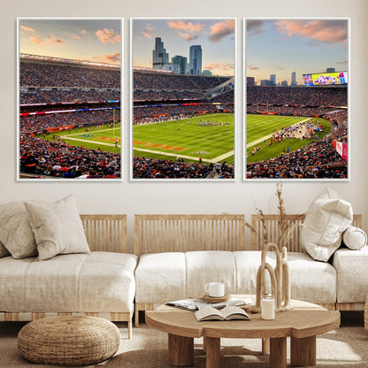 55377093-MGV-FC-60X30-3P_White-Soldier Field Wall Art – Panoramic Chicago Bears Football Stadium Canvas Print, Game Day Sports Decor for Man Cave, Bar, Office,