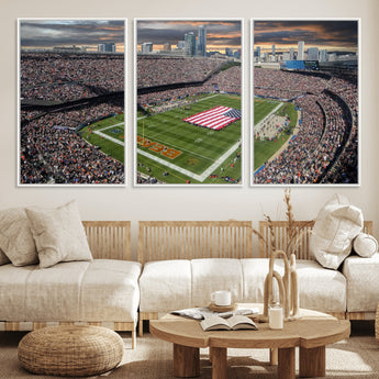 98106777-MGV-FC-60X30-3P_White-Soldier Field Wall Art – Chicago Bears Stadium Canvas Print with American Flag, Game Day Football Decor for Man Cave, Bar, or